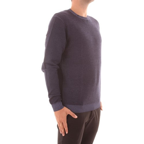 Maglia blu da uomo in lana con logo Sun68 ricamato 
