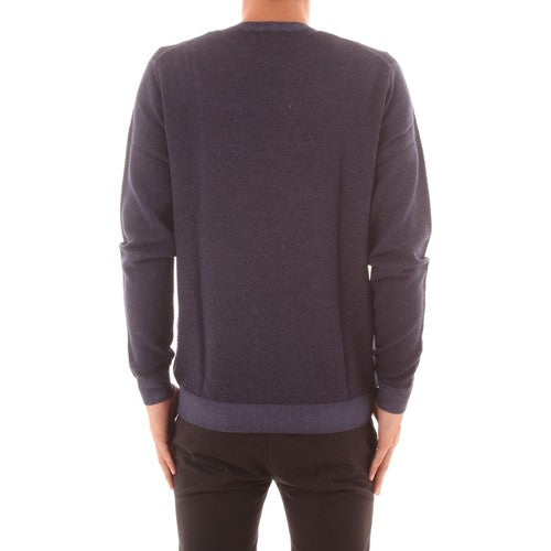 Maglia blu da uomo in lana con logo Sun68 ricamato 