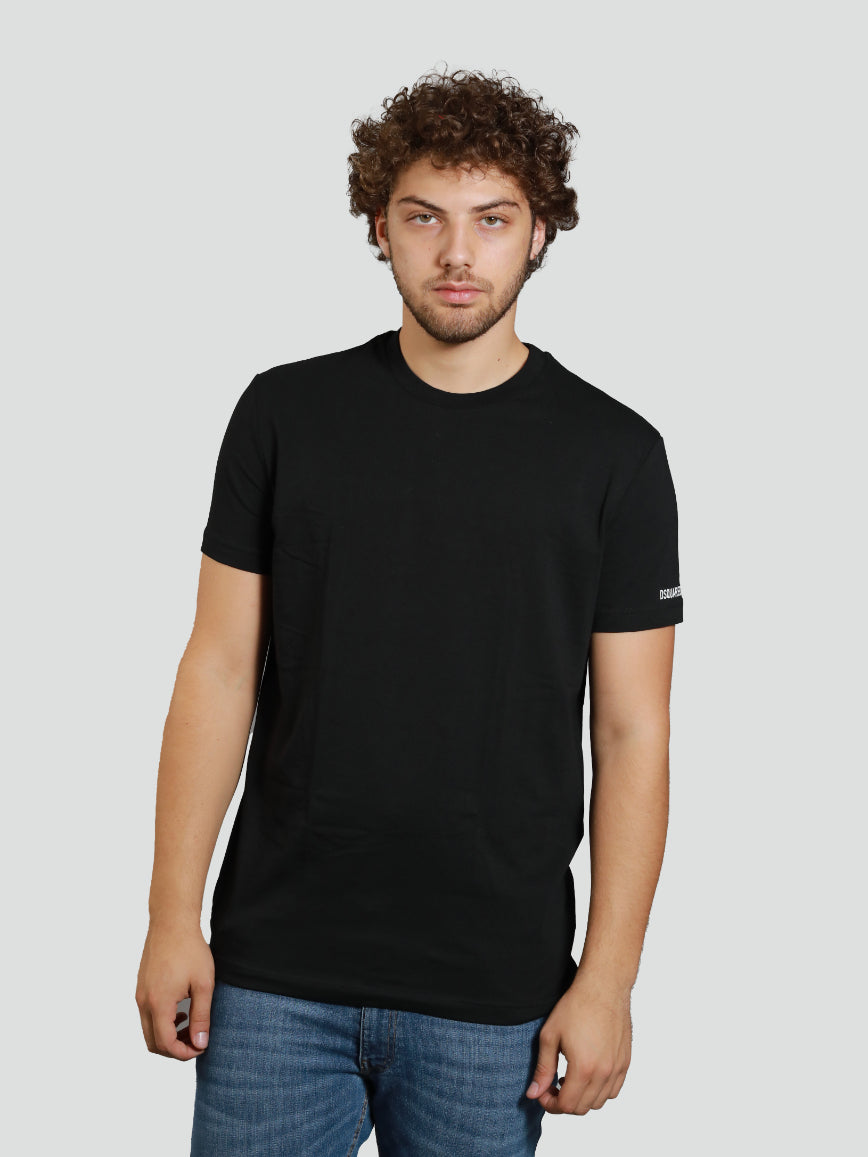 T-shirt Dsquared2 nera con Logo Minimal in Cotone 