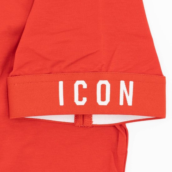 T-shirt Rossa "ICON" con Stampa sulla Manica in Cotone 