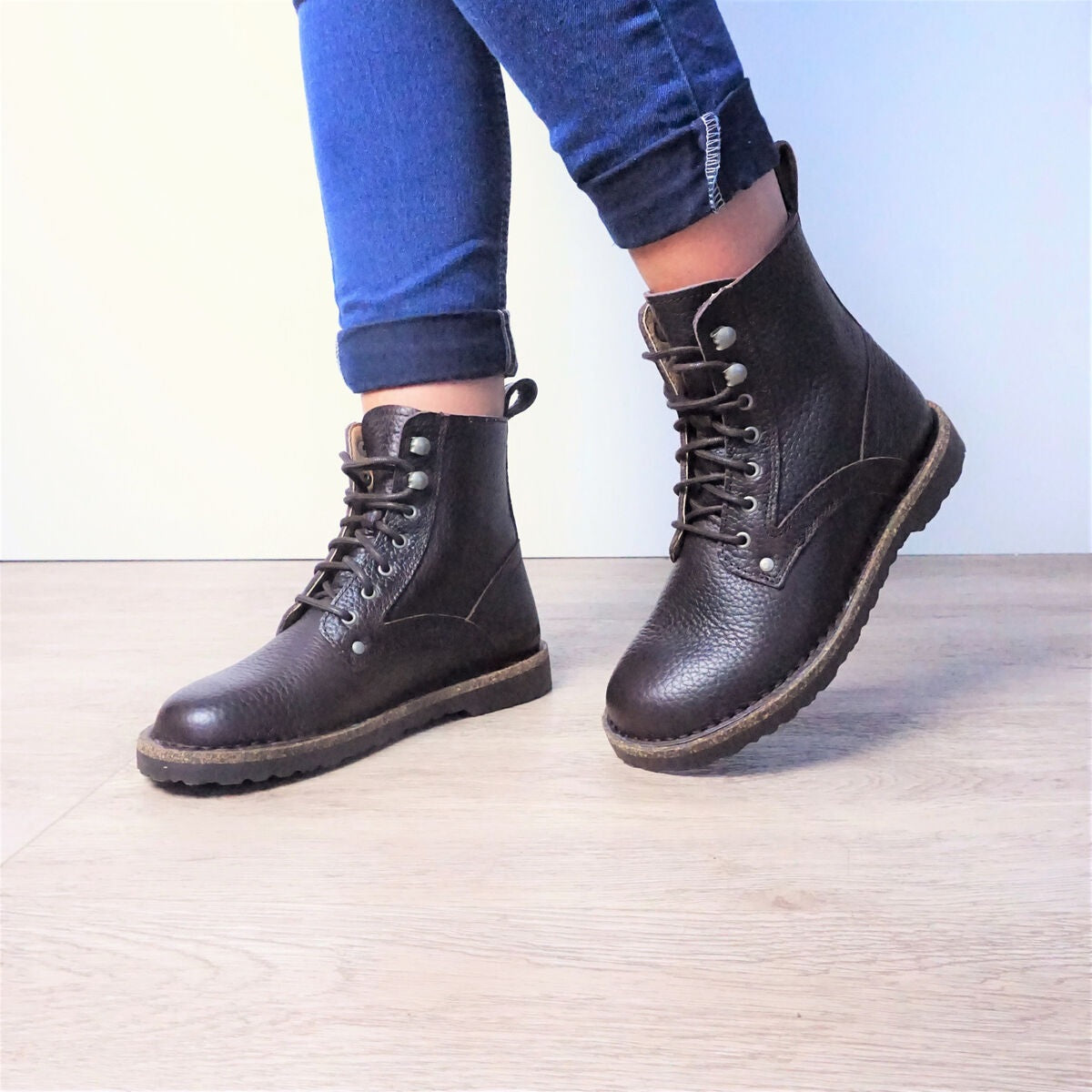 Stivaletti "Bryson" marroni in Pelle Martellata - Narrow Fit 