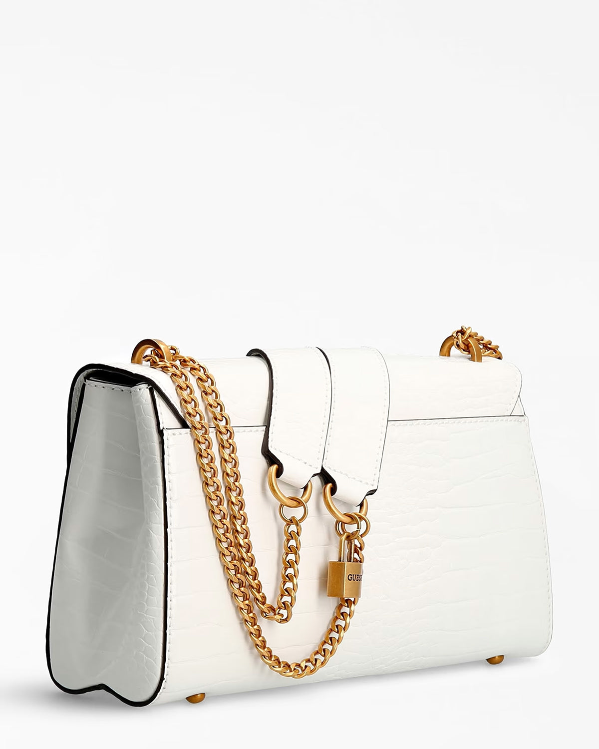 Borsetta "Katey Croc Flap Shoulder Bag" Bianca con Stampa Cocco 