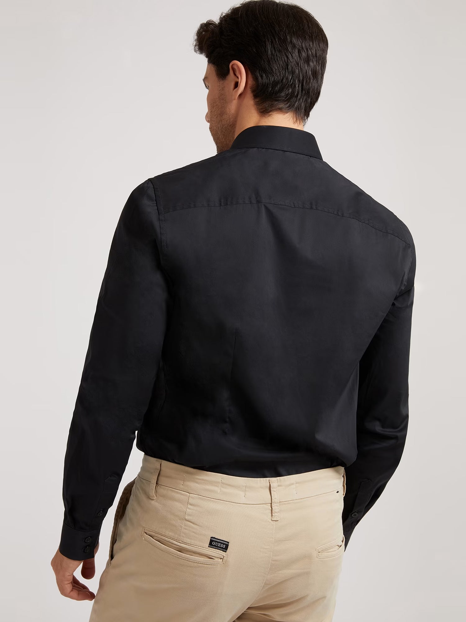 Camicia Slim Fit nera in Cotone Stretch con Collo Classico 