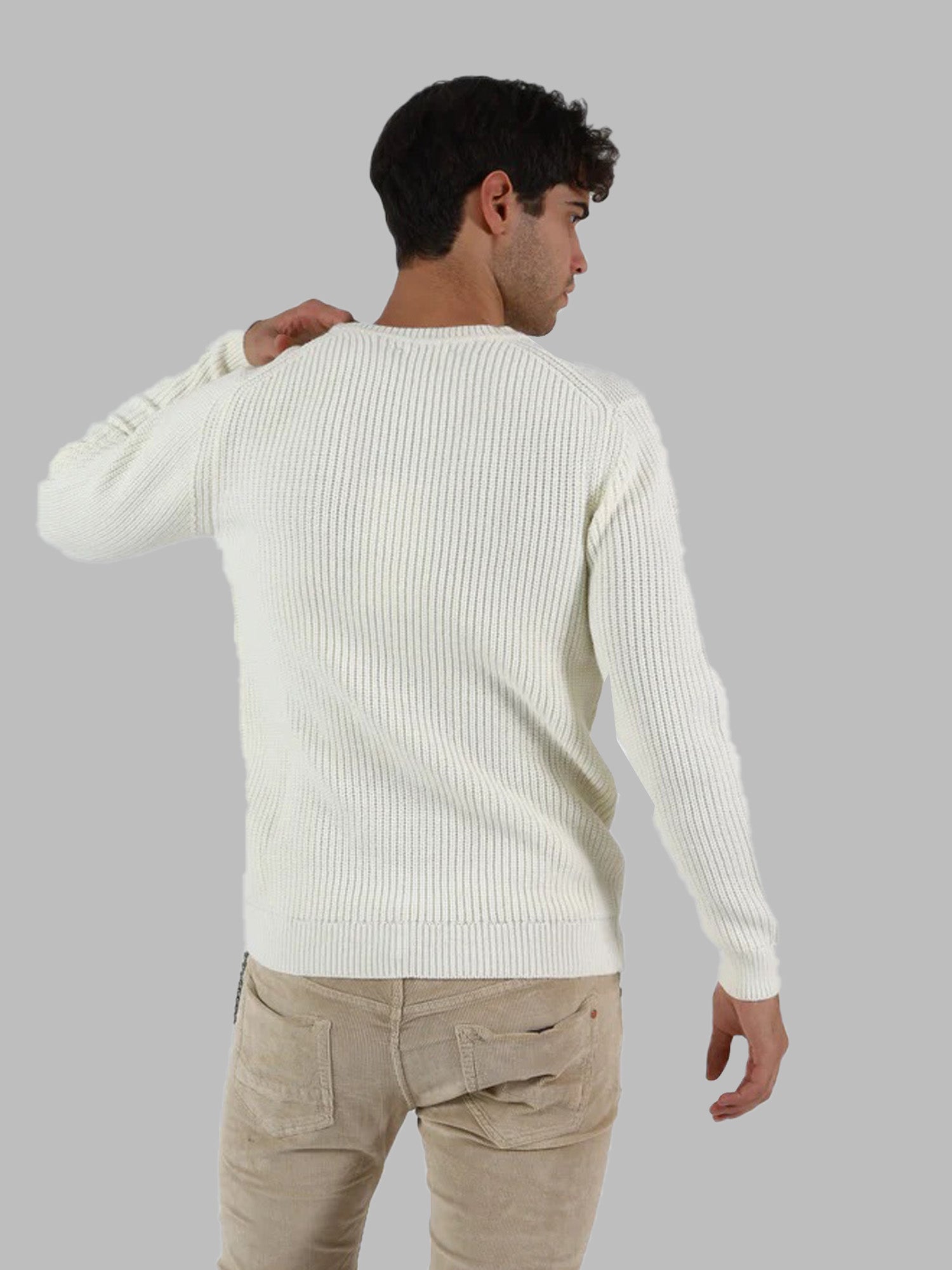 Pullover bianco Girocollo in Misto Lana 