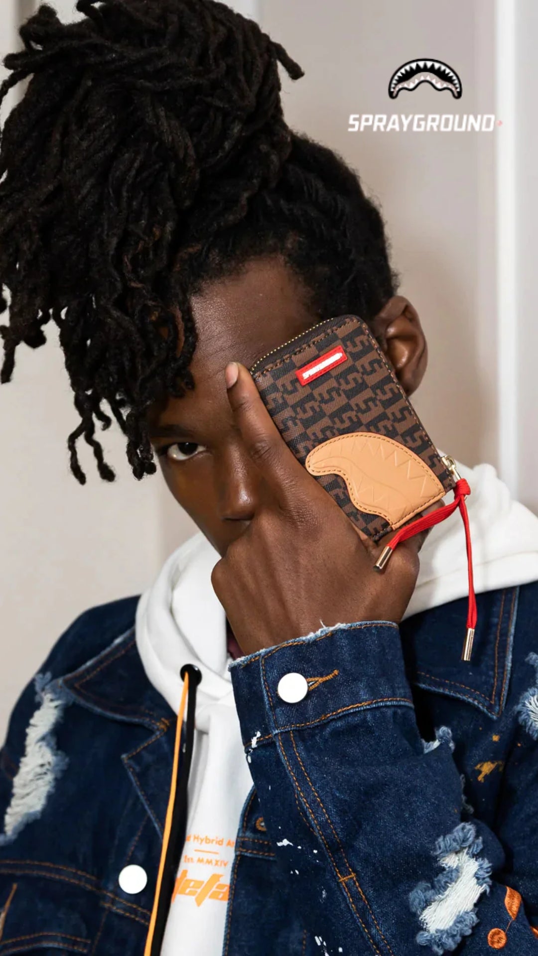 Portafoglio "Split Money Henney Wallet" Marrone con Dettaglio Shark 