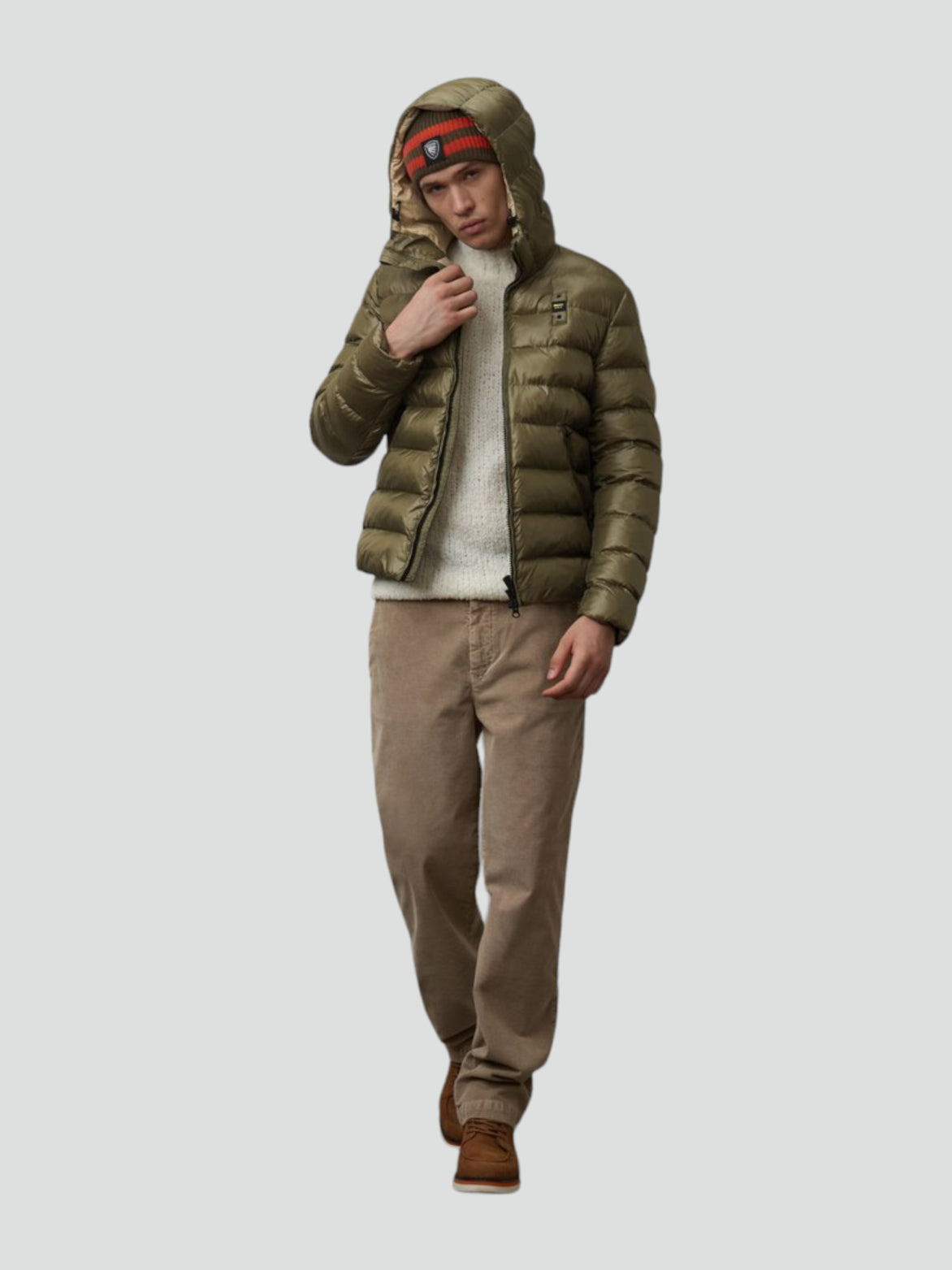 Piumino "Adams" verde in Eco Nylon con Cappuccio e Imbottitura 