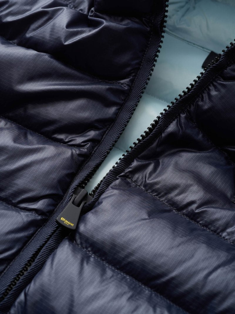 Piumino blu "Adams" in Eco Nylon con Cappuccio e Imbottitura 