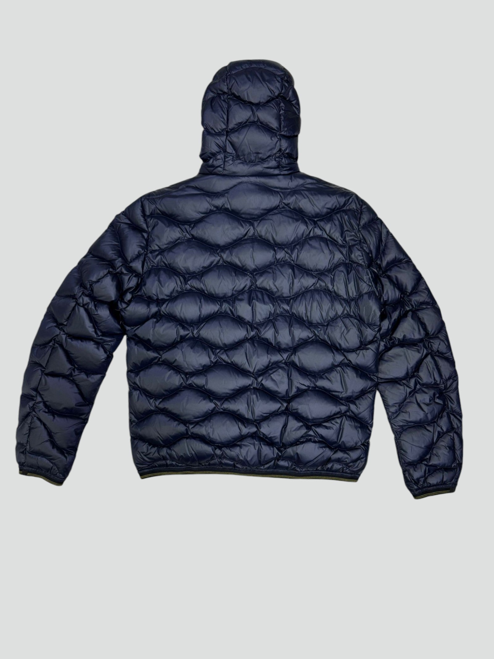 Piumino blu "Wave" con Trapuntatura a Onde e Cappuccio 
