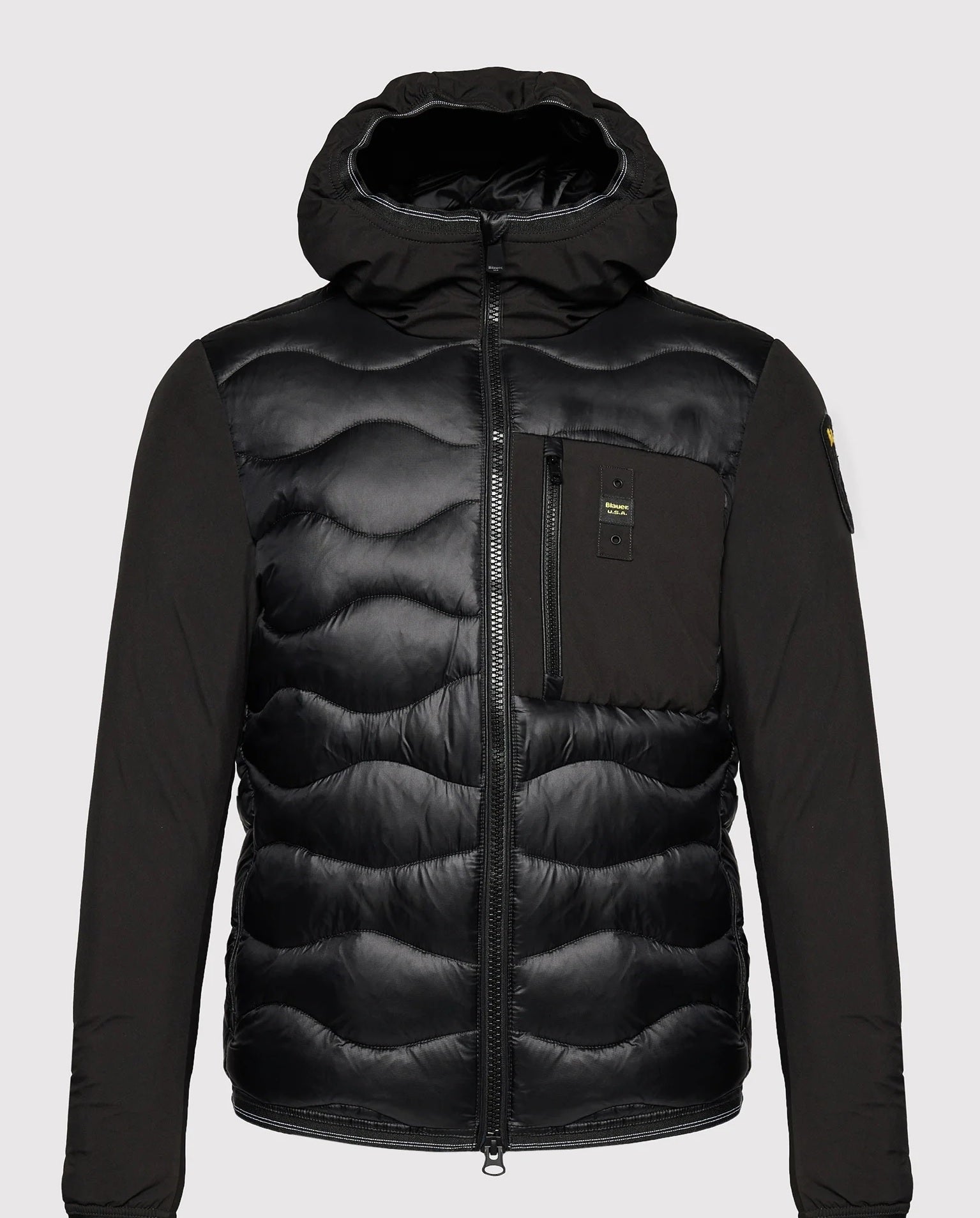 Piumino Uomo Monocromatico in Nylon e Neoprene nero 