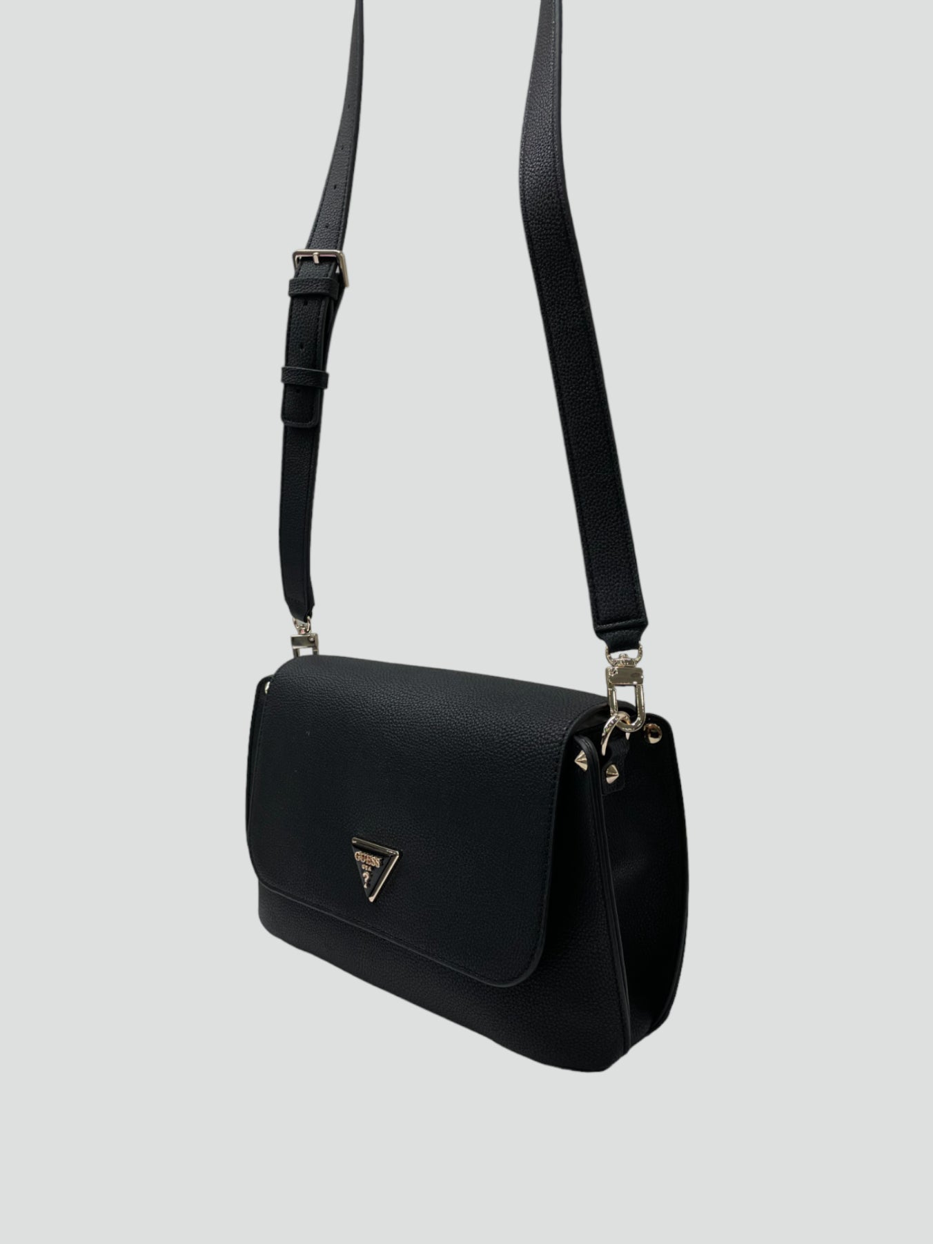 Borsa a Tracolla Guess "Meridian Flap" Nera in Similpelle 