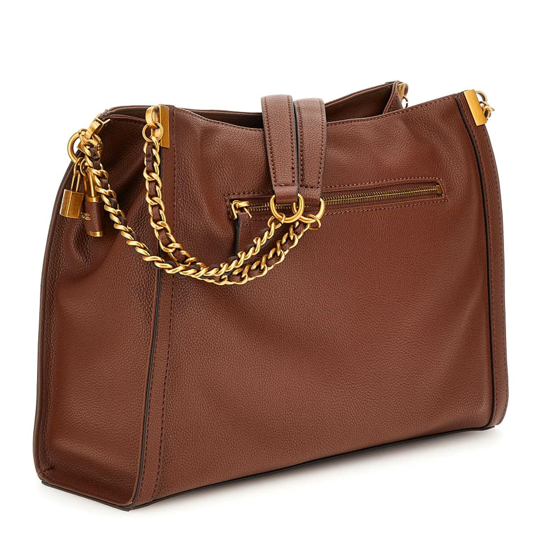 Shopper Guess "Shemara" marrone in ecopelle con dettagli metallici 
