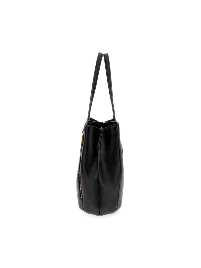 Shopper Guess nera in ecopelle con zip laterali e triplo comparto 