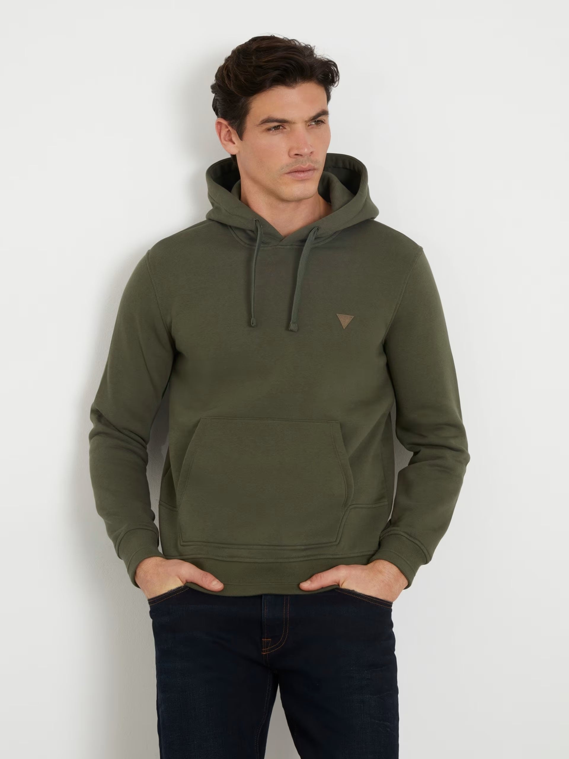 Felpa "Basic" Verde Scuro con Cappuccio e Tasca Frontale 