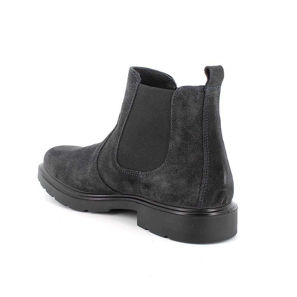 Stivaletti Beatles Uomo Blu Scuro in Pelle con Elastico Laterale 