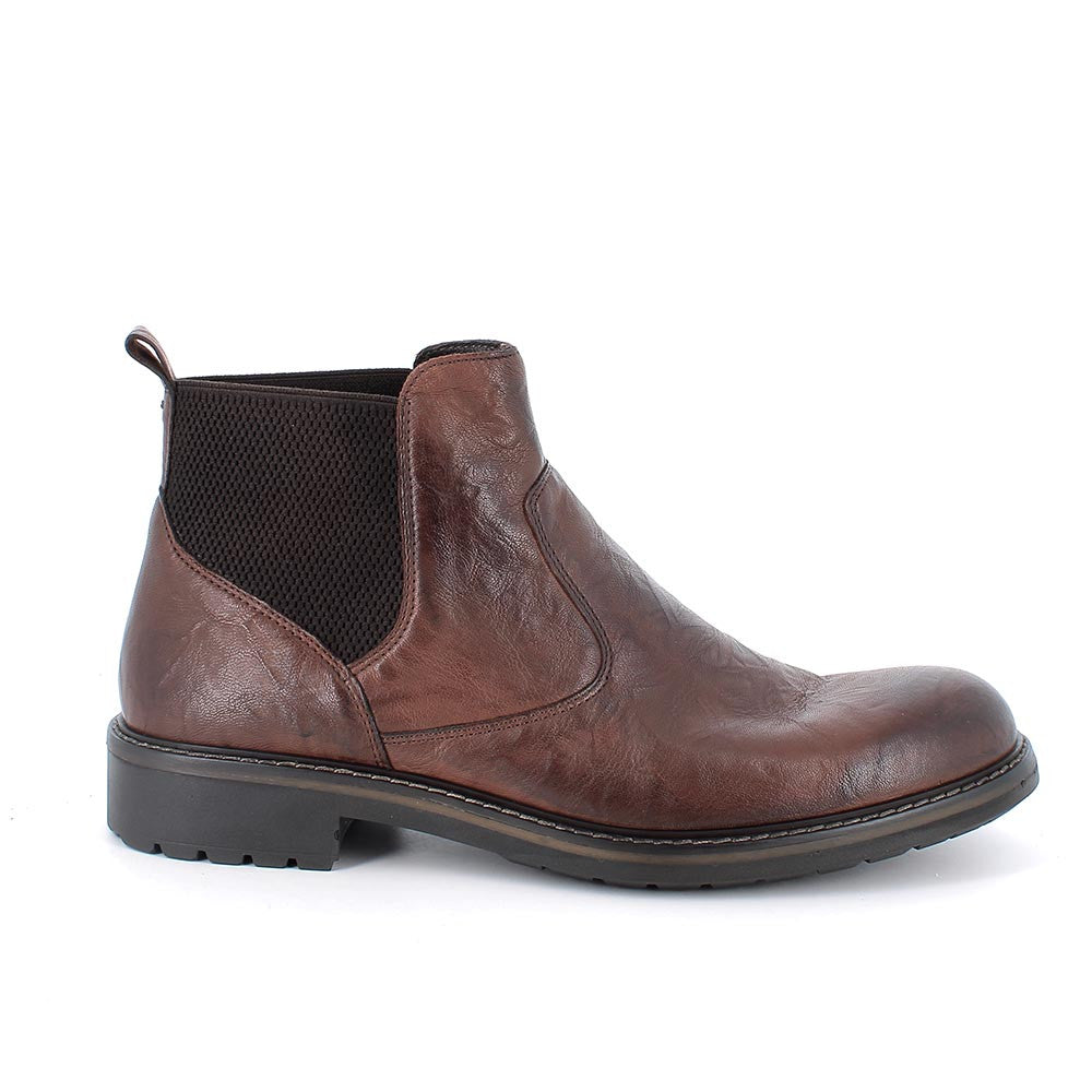 Stivaletti Beatles in pelle marrone legno con elastico e suola estraibile 