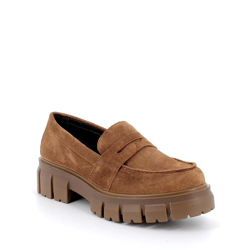 Mocassini Donna IGI&CO in Scamosciato Marrone con Tacco 5 cm 
