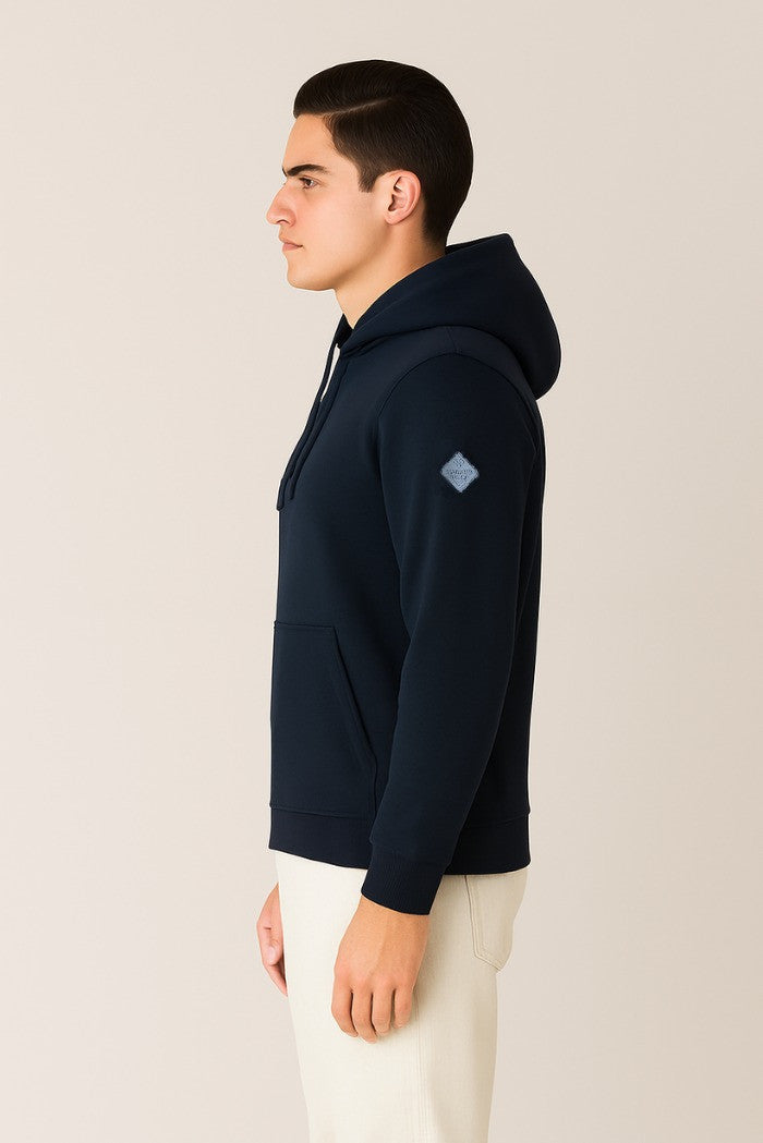 Felpa blu con cappuccio e patch gommata Markup 
