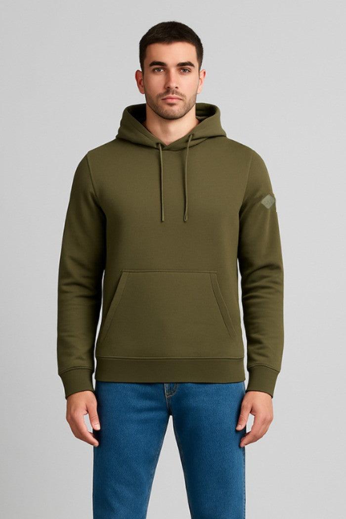 Felpa verde militare con cappuccio e patch gommata Markup 
