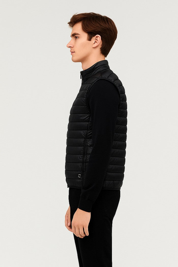 Gilet trapuntato in nylon leggero nero 