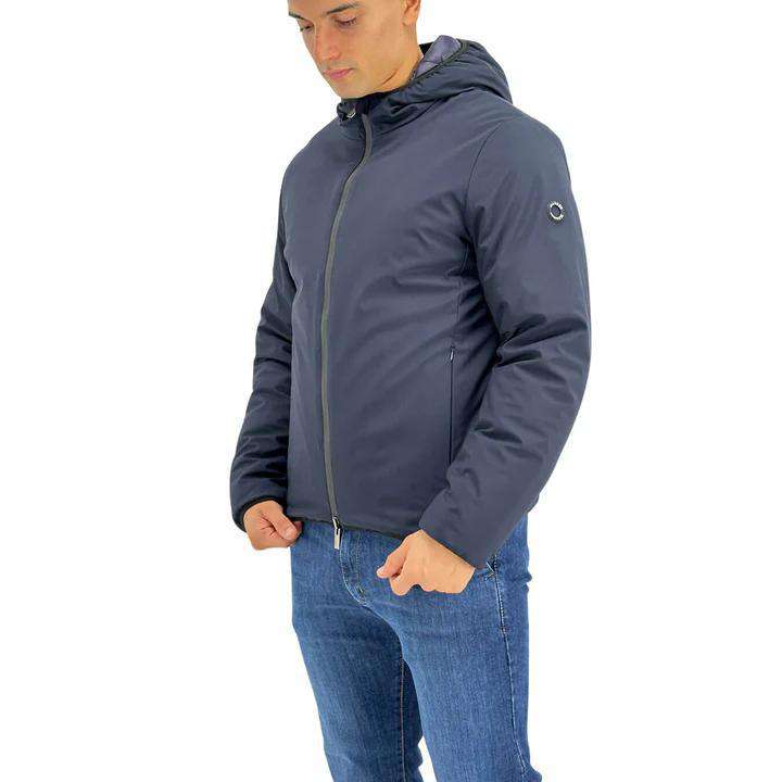 Giubbotto Reversibile Blu con Cappuccio e Imbottitura Sintetica 