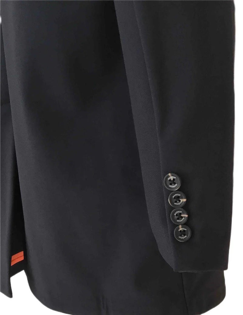 Cappotto blu con chiusura con bottoni 