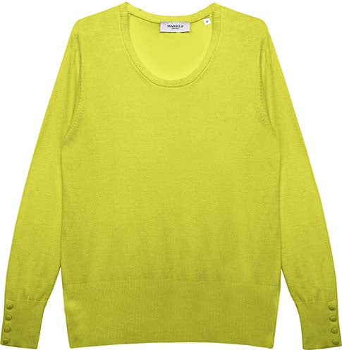 Maglia verde olio da Donna con Scollo Tondo e Bottoni ai Polsi 