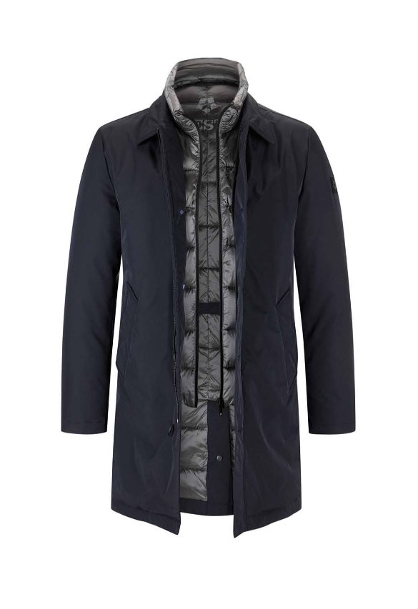Parka "Cambridge" Blue in Microfibra con Gilet Trapuntato Rimovibile 