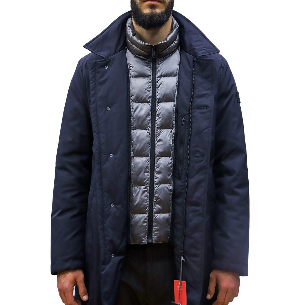 Parka "Cambridge" Blue in Microfibra con Gilet Trapuntato Rimovibile 