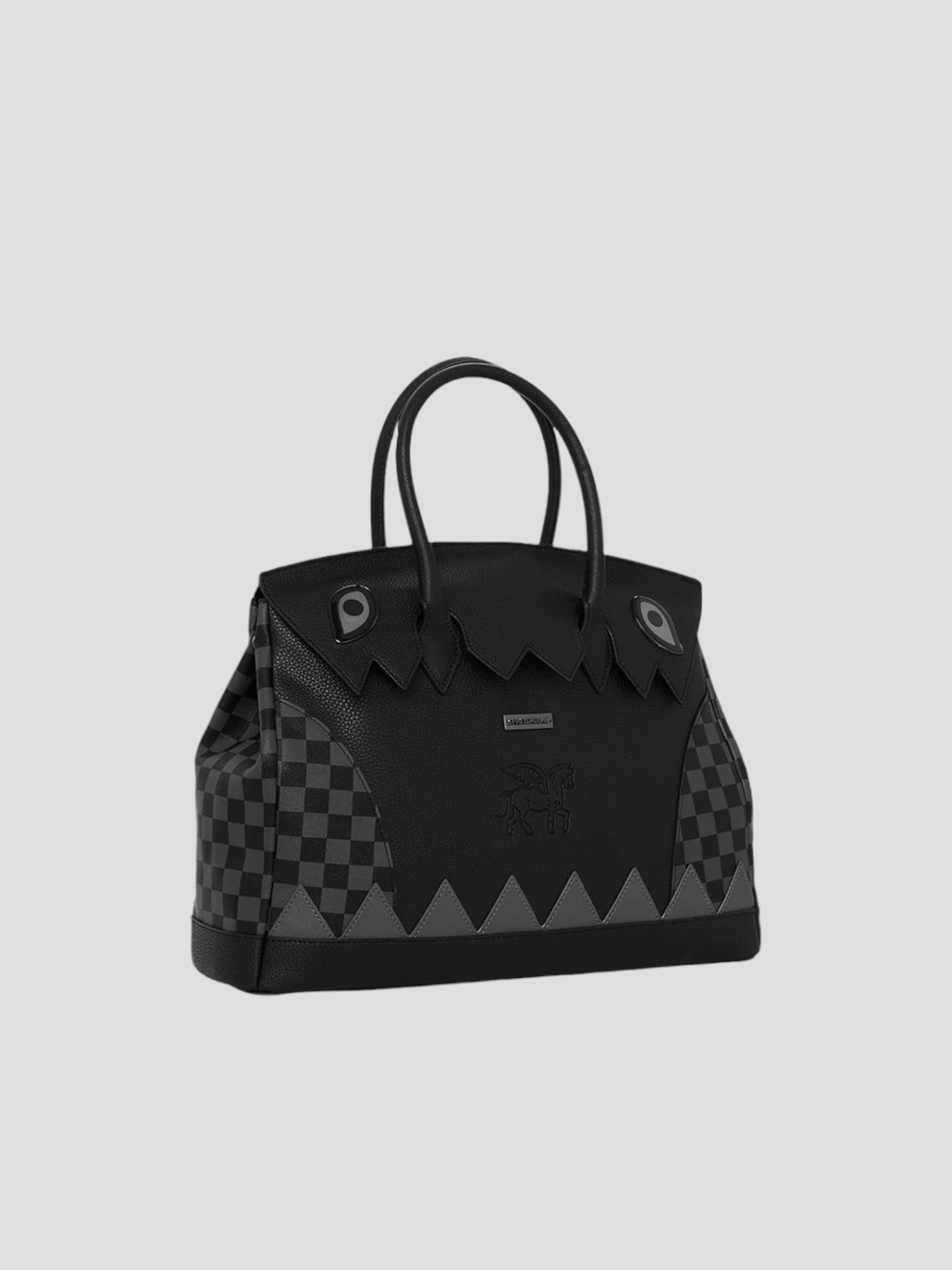Borsa "Phantom Handbag" Nera con Motivo Shark Checkered 