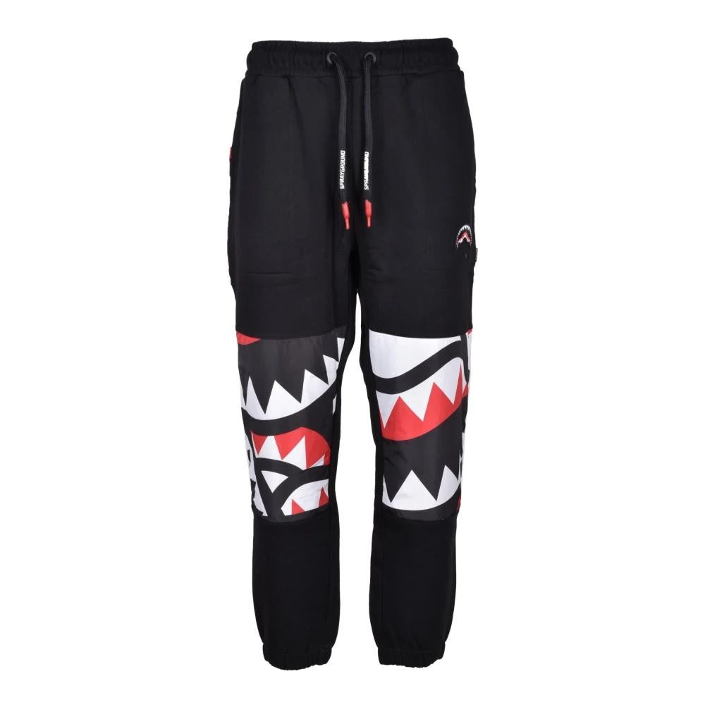 Pantaloni jogger "Shark Black Neri con Fantasia Squalo a Contrasto 
