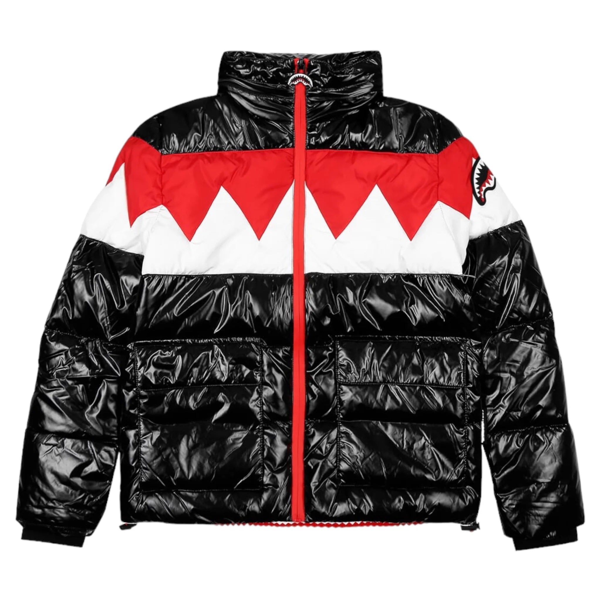 Piumino "Shark Down" Nero con Fantasia Denti Rosso/Bianco 