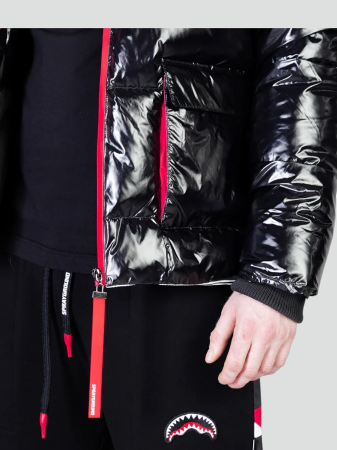 Piumino "Shark Down" Nero con Fantasia Denti Rosso/Bianco 