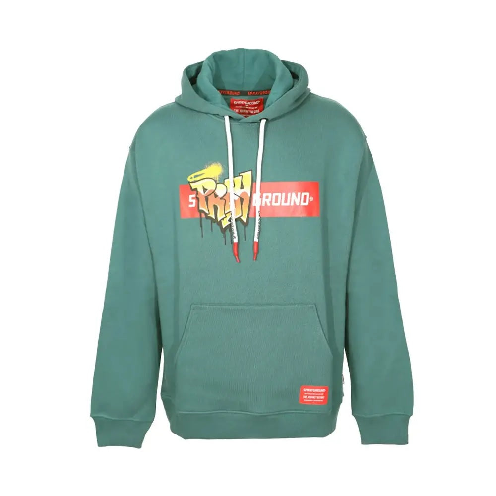Felpa "Calmmind Bronzing Monster" Verde con Logo in Stile Graffiti 