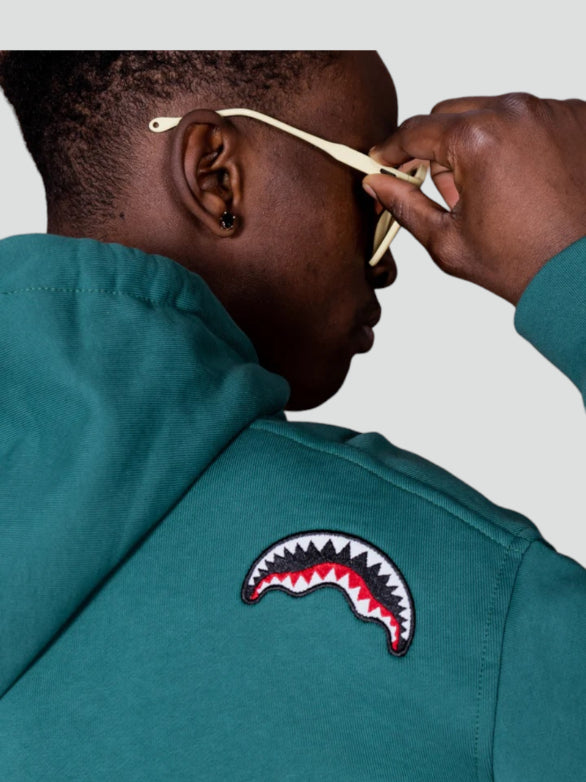 Felpa "Calmmind Bronzing Monster" Verde con Logo in Stile Graffiti 