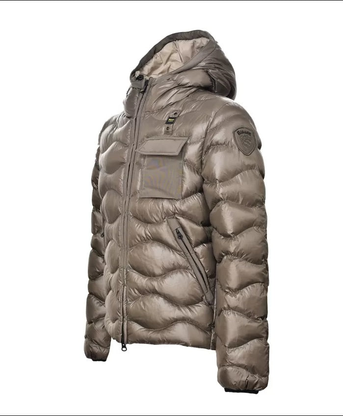 Piumino "Bryant" Color Pigna con Interno Beige e Taschino sul Petto 