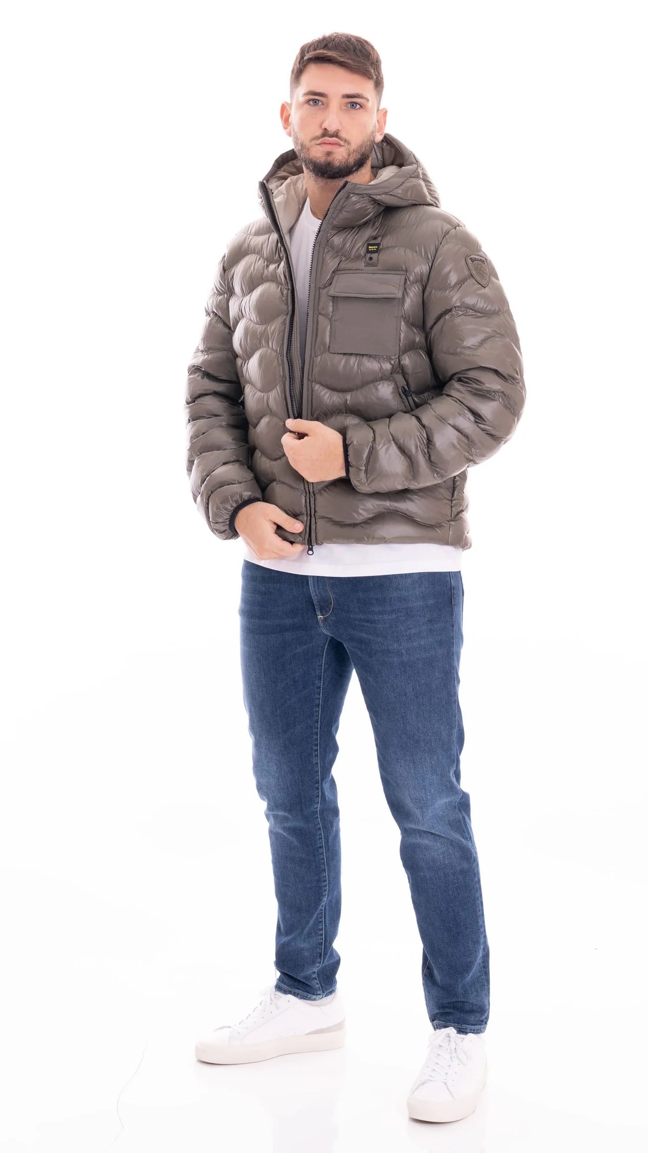 Piumino "Bryant" Color Pigna con Interno Beige e Taschino sul Petto 