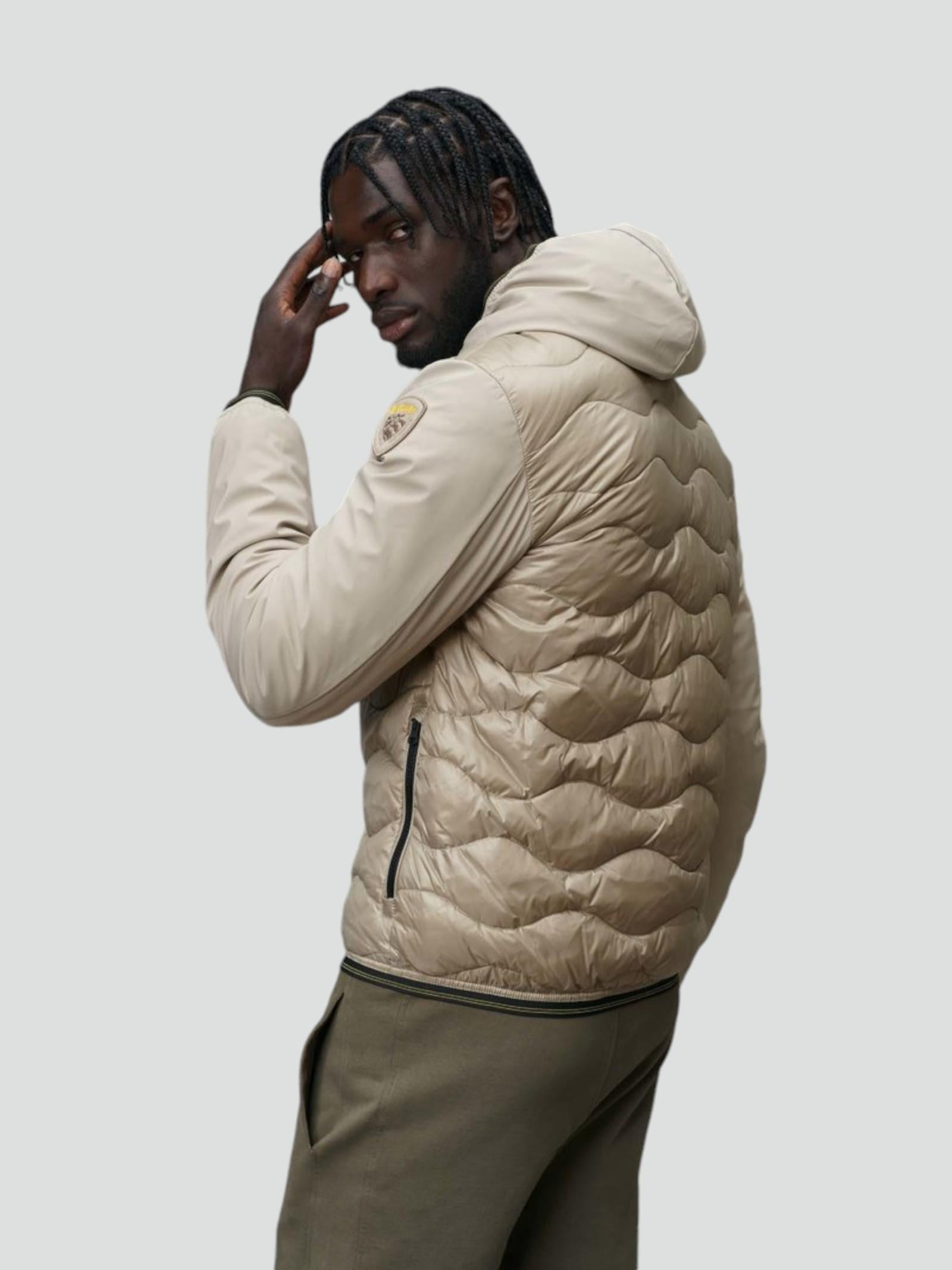 Piumino Beige "Albert" con Imbottitura Mista e Maniche in Neoprene 
