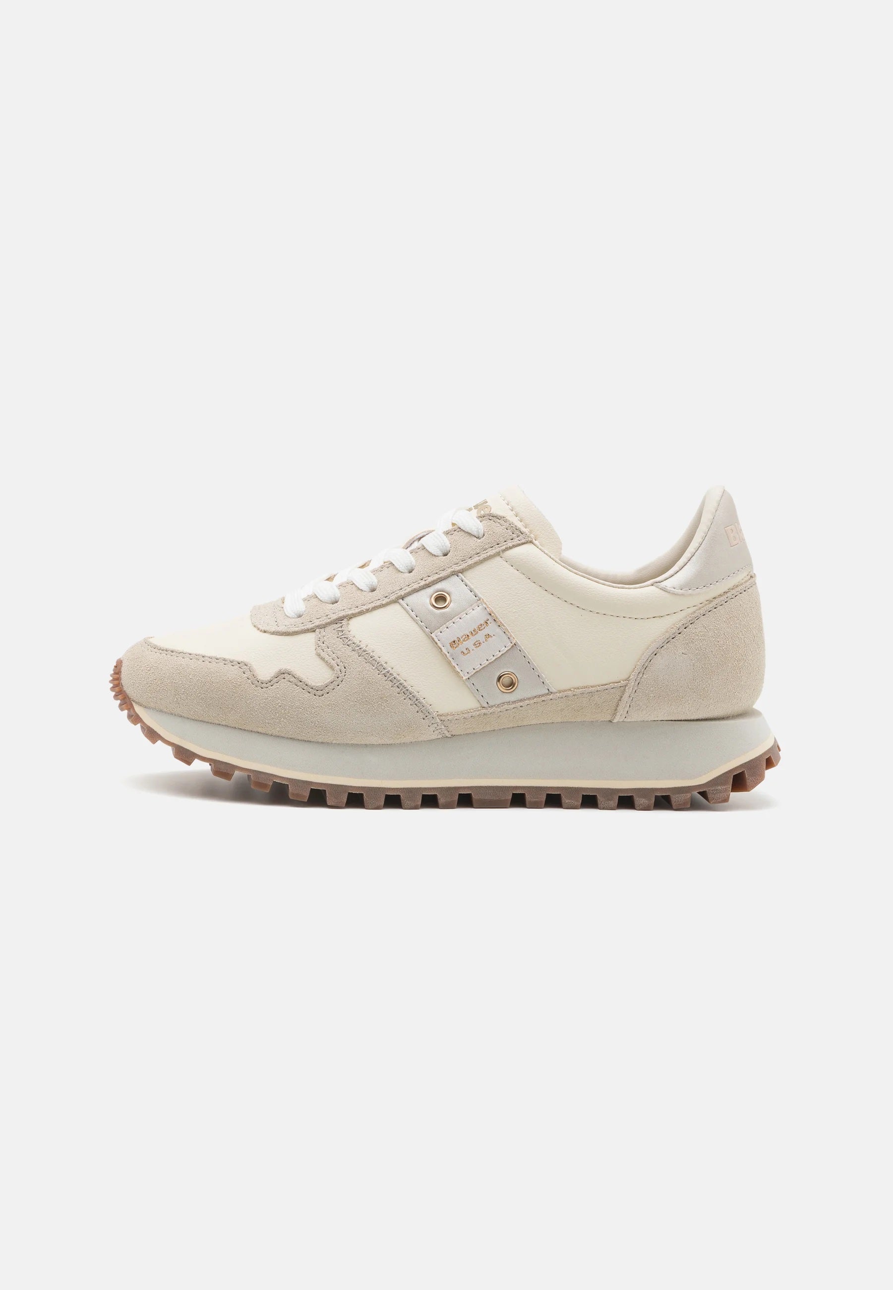Sneakers Donna "Millen" Cream con Borchie e Dettagli a Contrasto 