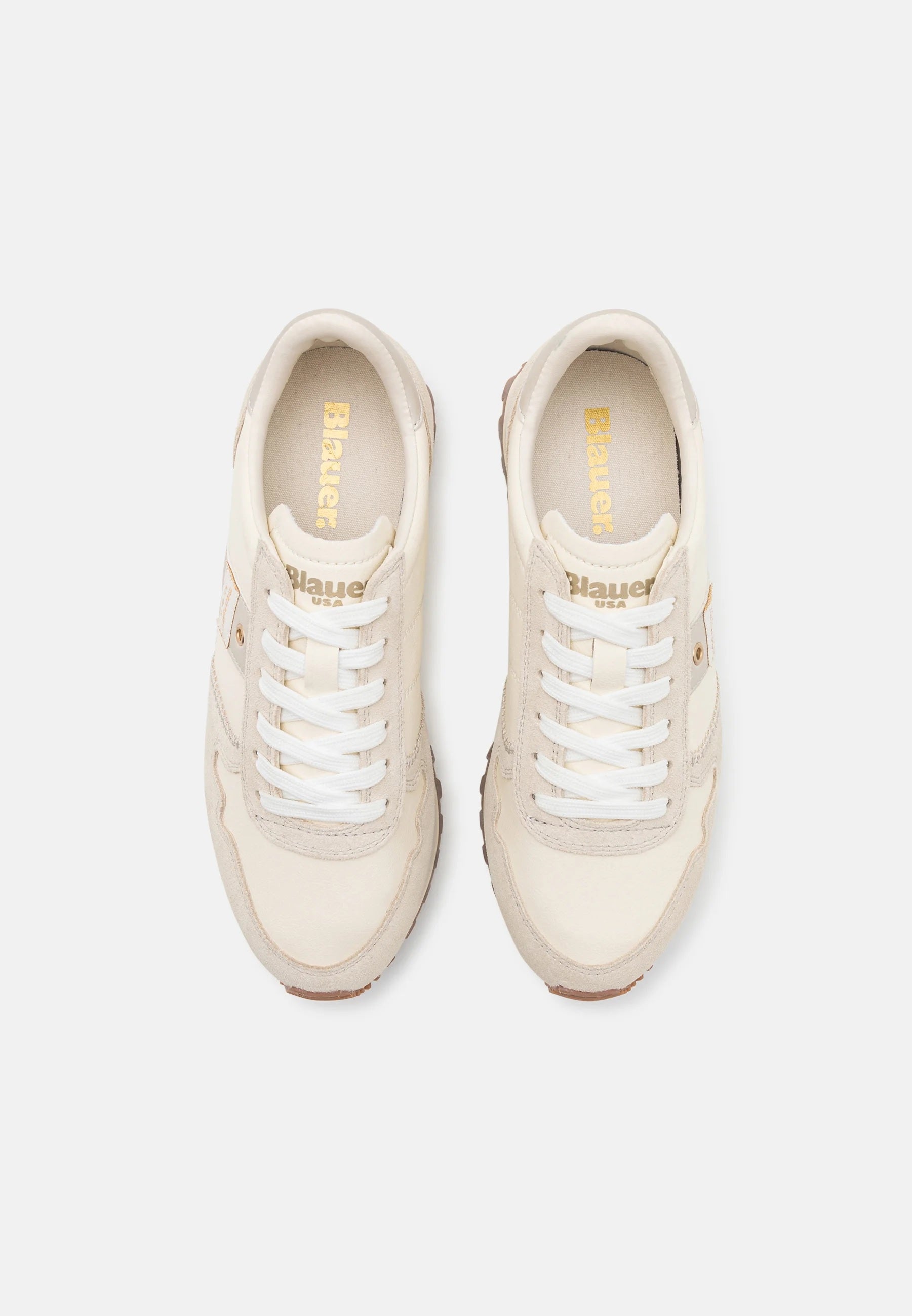 Sneakers Donna "Millen" Cream con Borchie e Dettagli a Contrasto 
