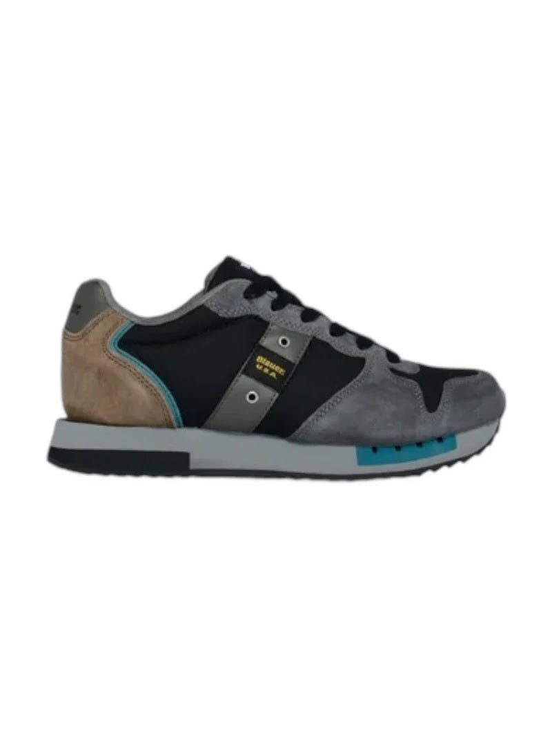 Sneakers Blauer Verde Militare con Dettagli Grigi e Marroni 