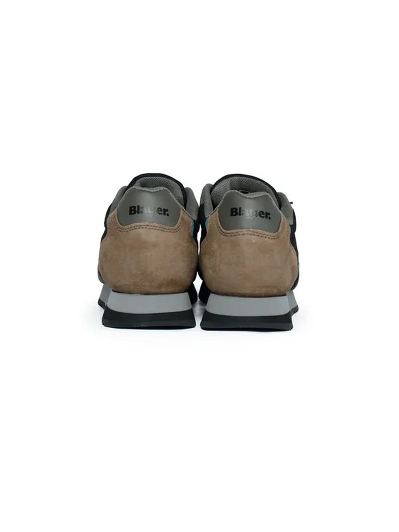 Sneakers Blauer Verde Militare con Dettagli Grigi e Marroni 