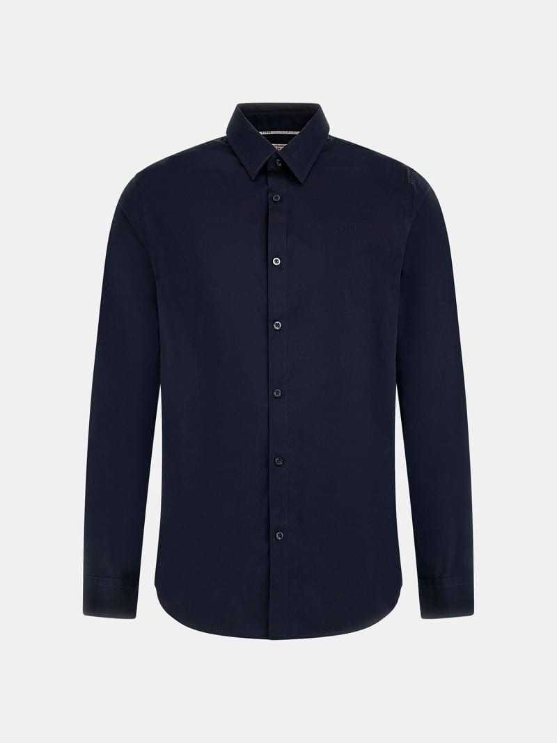 Camicia Slim Fit Blu Scuro - Cotone Stretch con Collo Classico 