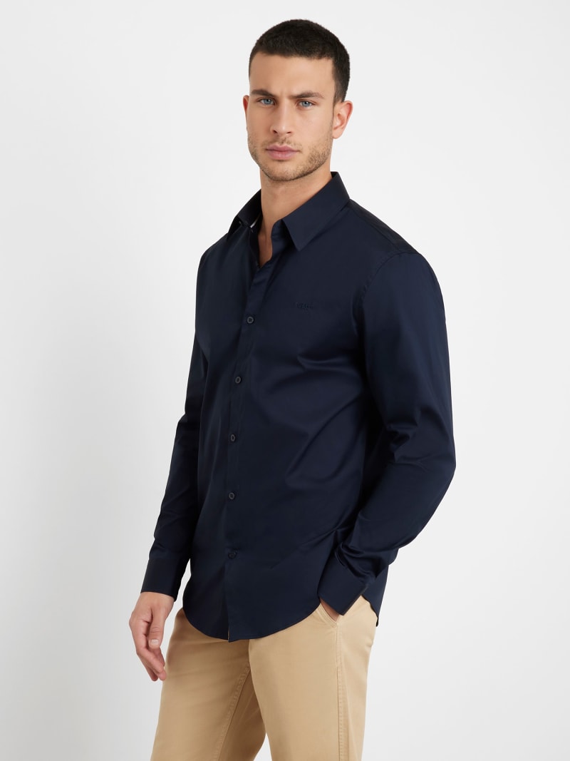 Camicia Slim Fit Blu Scuro - Cotone Stretch con Collo Classico 