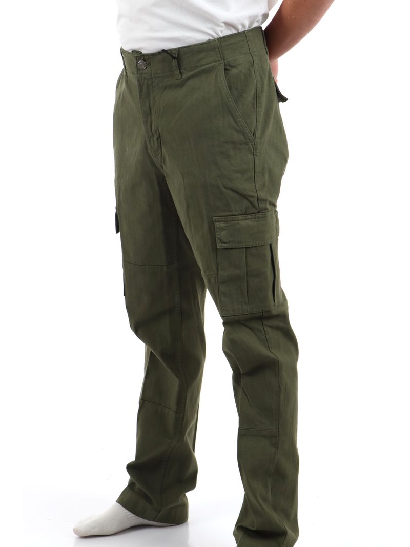 Pantaloni Cargo Verde in Tessuto - Regular Fit con Tasche Laterali 