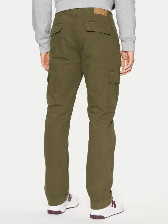 Pantaloni Cargo Verde in Tessuto - Regular Fit con Tasche Laterali 
