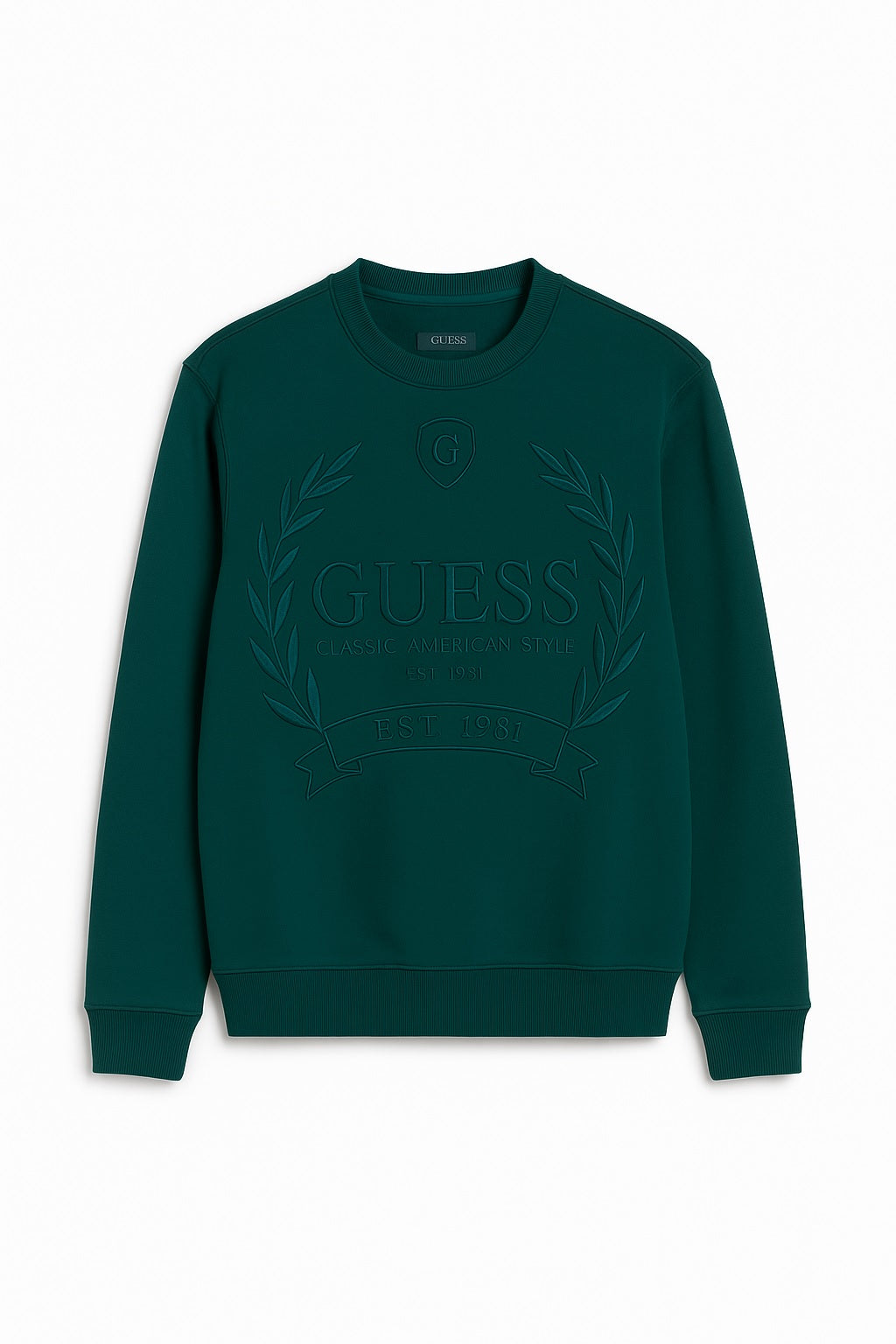 Felpa "Roy Fleece Crest" Verde con Logo Ricamato 