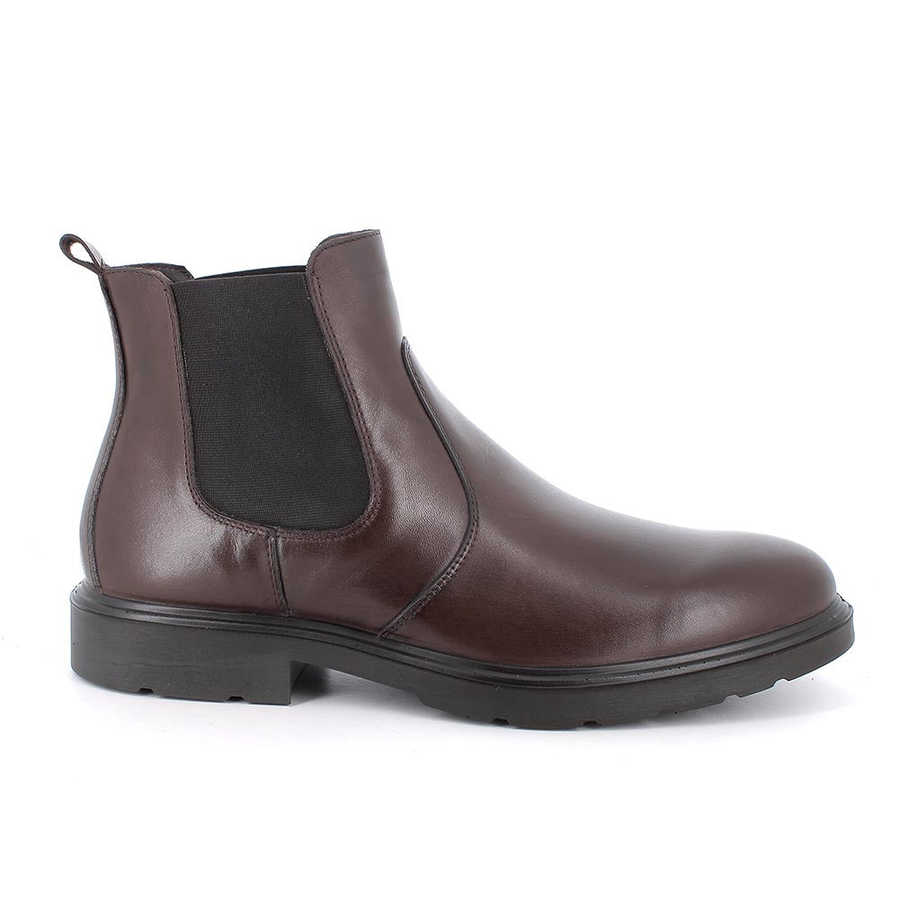 Stivaletti Beatles marrone in pelle con elastico laterale e suola estraibile 