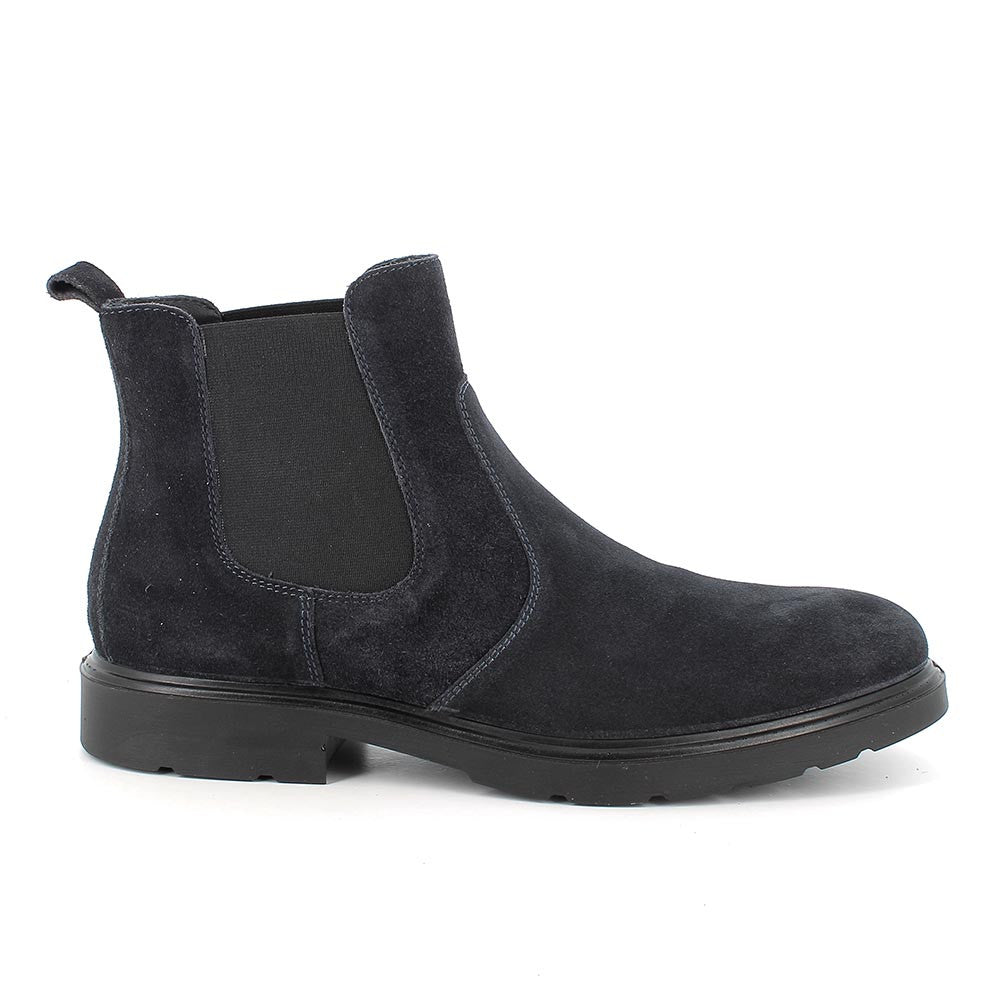 Stivaletti Beatles Uomo Blu Scuro in Pelle con Elastico Laterale 
