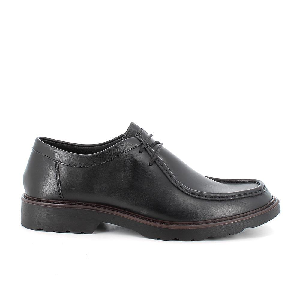 Scarpe da uomo nere in pelle modello ingegnere con suola leggera 