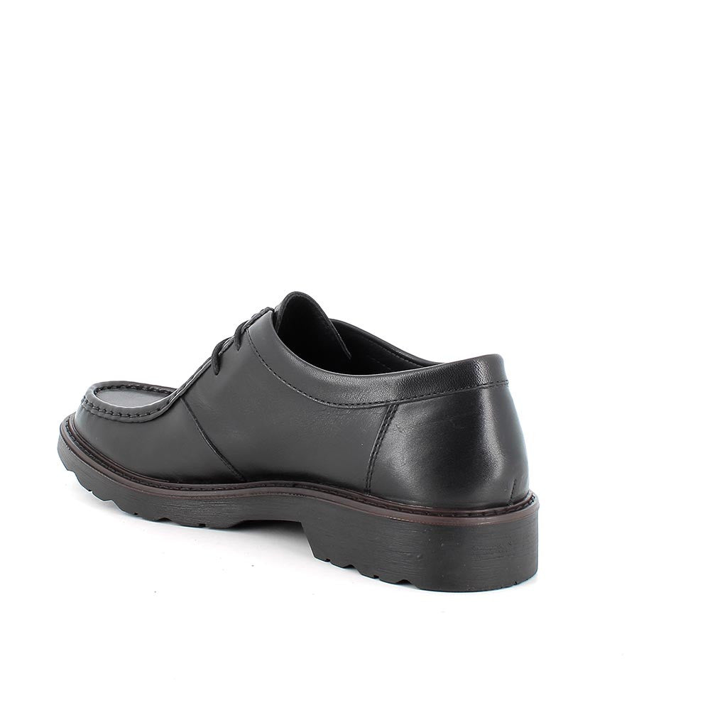 Scarpe da uomo nere in pelle modello ingegnere con suola leggera 